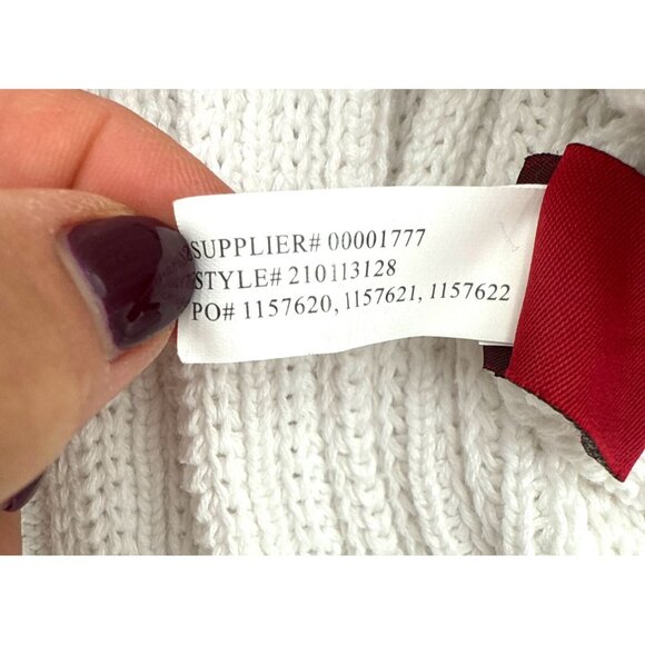 Chaps Denim Womens White Ribbed Cardigan Sweater XL 100% Cotton Button Front - Picture 7 of 13